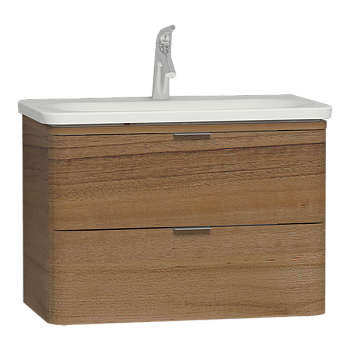 Шкаф Nest с раковиной c 2мя ящиками, 80 см, с LED подсветкой, цвет натуральная древесина