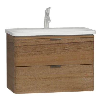 Шкаф Nest с раковиной c 2мя ящиками, 80 см, с LED подсветкой, цвет натуральная древесина