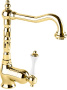 MARGOT-LSM2-03/24-Bi Смеситель для раковины однорычажный с донным клапаном, золото, ручка белая