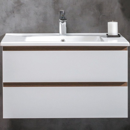 Тумба CAPOLDA 85 белая + ручка дерево 849-085-WW Boheme