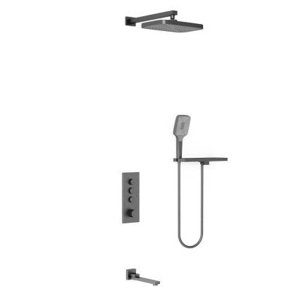 Душевой комплект VSFW-431T1RGM встраиваемый, термостатический, 3 режима, вороненая сталь