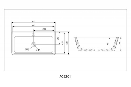 Раковина Abber Rechteck 61х42 AC2201 Раковина Abber Rechteck 61х42 AC2201