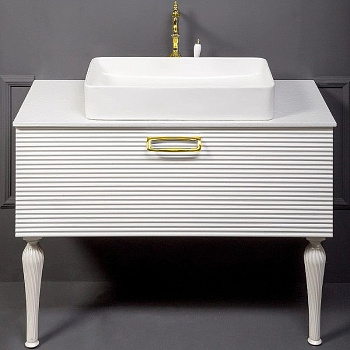 Тумба Linea 100 белая + Золото_Комплект 842-100-WG Boheme Тумба Linea 100 белая + Золото_Комплект 842-100-WG Boheme