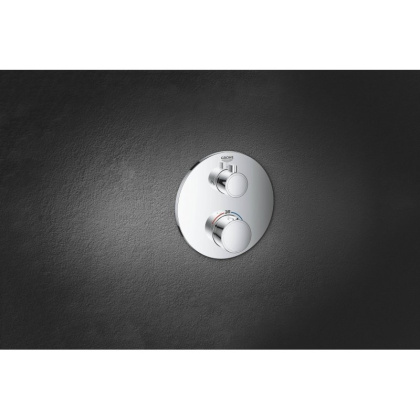24076000 Grohtherm Термостат для душа с переключателем на 2 положения ванна-душ, круглая розетка, хром