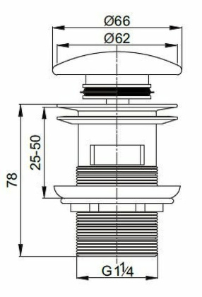 CZR-SAT7-NERO Донный клапан с системой "Клик-клак" с переливом,  чёрная керамическая крышка CZR-SAT7-NERO Донный клапан с системой "Клик-клак" с переливом,  чёрная керамическая крышка