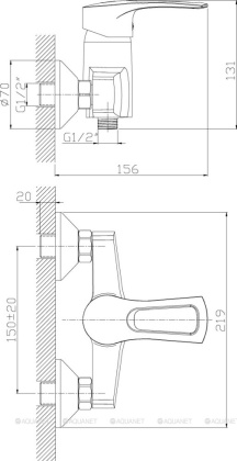 Смеситель Rossinka T40-41 для душа
