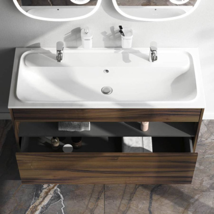 База под раковину универсальная с нишей и 1 ящиком, 70х120,8х49,2 см, коричневая, M8FFUX1201OF