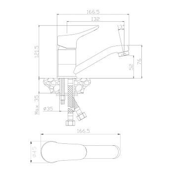 Смеситель д/раковины поворотный ARRIBA, арт.09110AR
