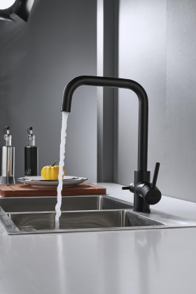 Смеситель для кухни латунь, черный S228H