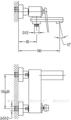 BADEN-F-VD-01 Смеситель для ванны и душа