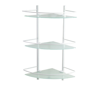 Полка стеклянная тройная угловая, 30,5х61х30,5 см, белая, K-3133W