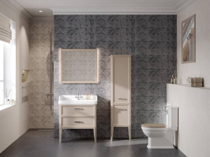 Тумба POMPEI напольная с 2 ящиками 80, камео бежевый глянцевый