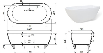 Ванна "Майами" 1680х785