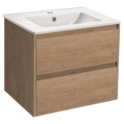 База под раковину Gio 600 подвесная, 2 выкатных ящика soft-close, N.Oak