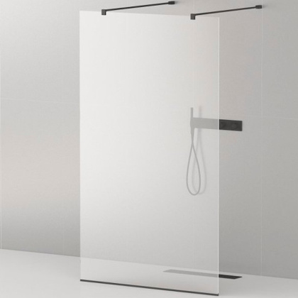 LIBERTA-L-2-105-120-C-NERO Душевая перегородка с возможностью двустороннего входа, стекло прозрачное, профиль чёрный, 1050x1200x1950 мм