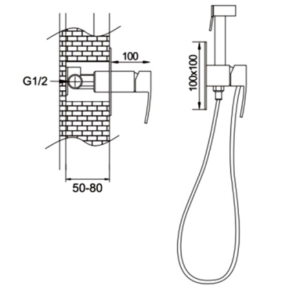 Гигиенический душ со смесителем Rose R1505F, белый/хром Гигиенический душ со смесителем Rose R1505F, белый/хром