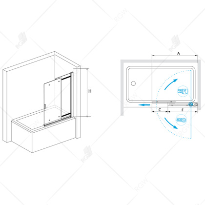 Шторка на ванну RGW Screens SC-44 100x150 профиль Хром стекло прозрачное