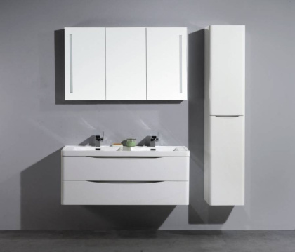Тумба с раковиной подвесная на две чаши BelBagno ANCONA-N 120 Bianco Lucido, раковина белая
